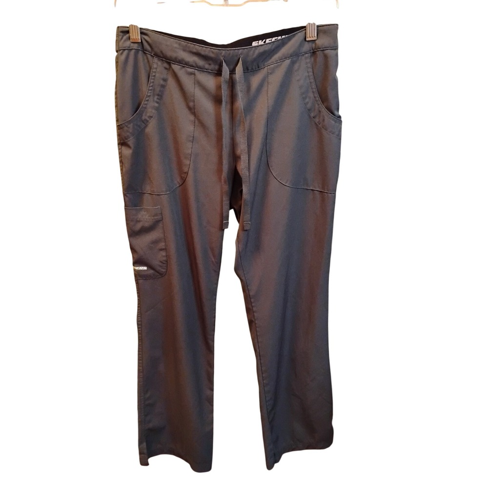 Skechers by Barco Grey Cargo Scrub Pants Womens Small Elastic Waist Drawstring